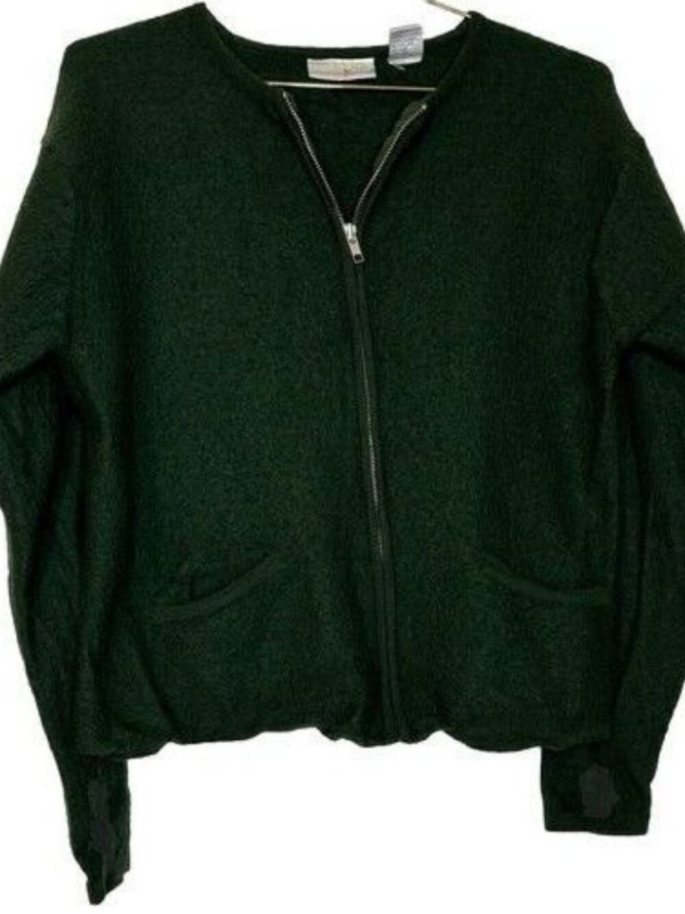 Preswick & Moore 100% Women's Wool Vintage Full Zip Cardigan Sweater Green Small